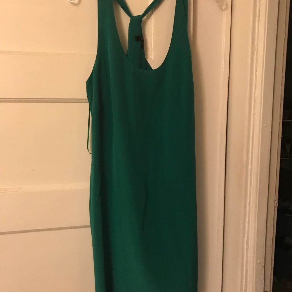 Green racer back silky Jcrew  dress